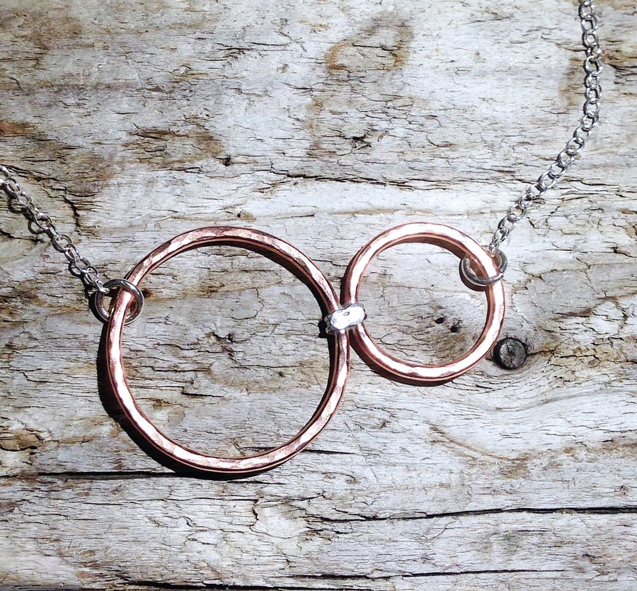 Copper Double Hoop Necklace - UK Free Post
