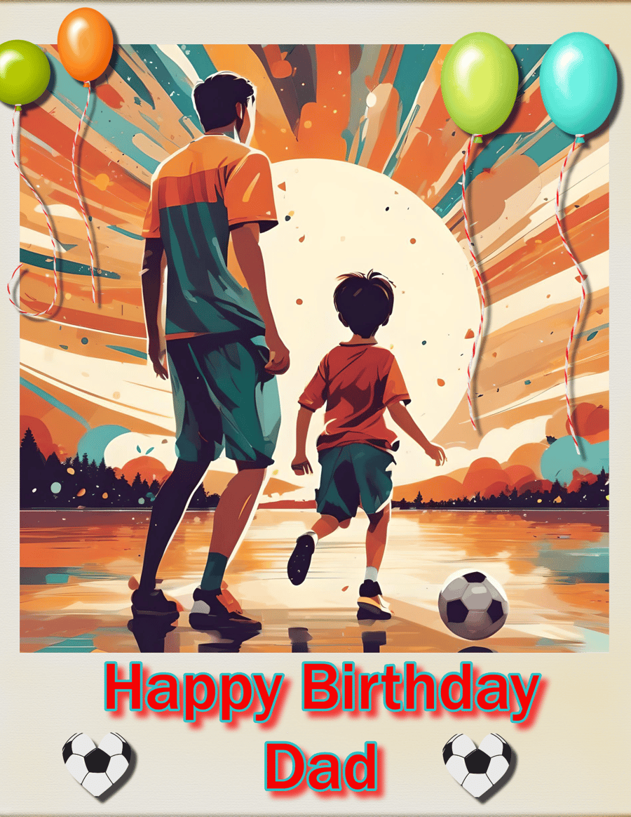 Happy Birthday Dad Football Card A5