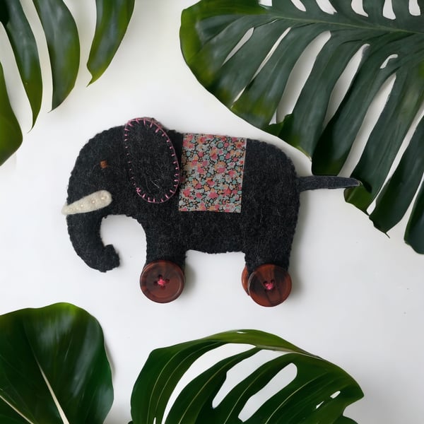 Handmade Wool Felt Elephant Nursery Ornament 