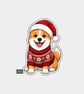 Funny Christmas Sticker Vinyl Xmas Decal For Adults - Cute Corgi In Santa Hat
