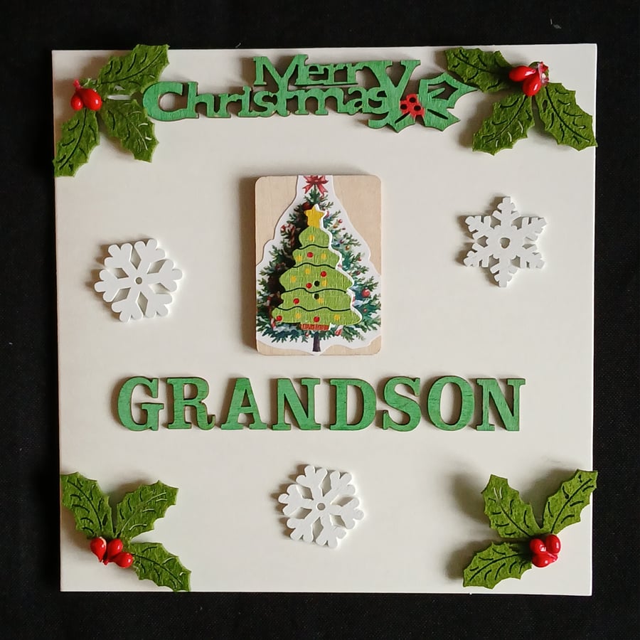 Handmade, Grandson christmas card 