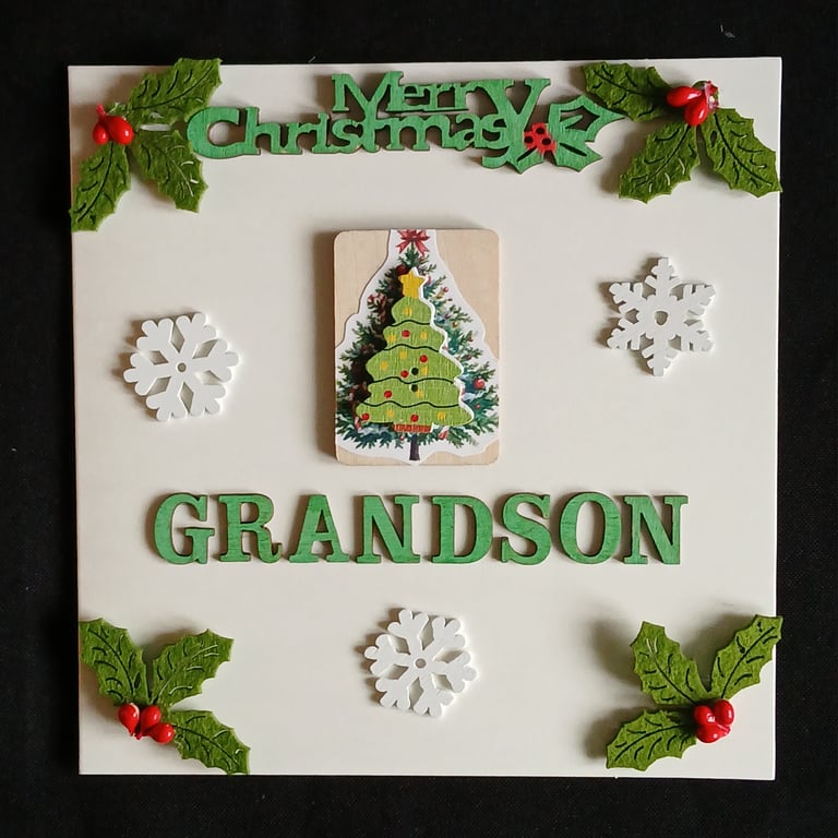 Handmade, Grandson christmas card 