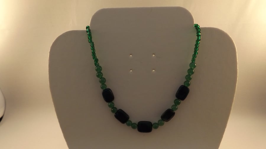 necklace azurite chrysocolla and green jade