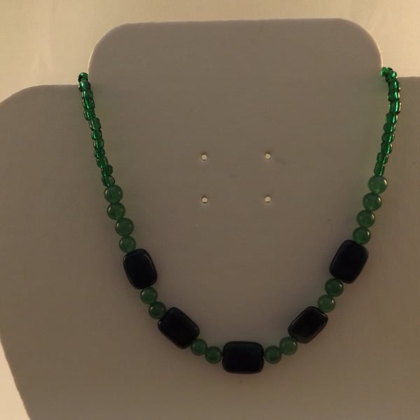 necklace azurite chrysocolla and green jade