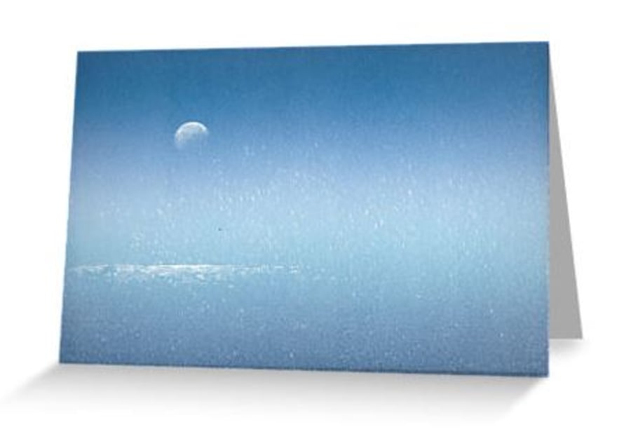 Moon over the sea blank greeting card, notelet, notecard, coastal, ocean