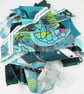 Bundle of Aqua Blue and Multi-Coloured Fabric Strips for Patchwork and Crafting - Image 1
