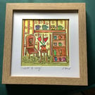 Collector of mugs. Small original illustration. Home. Wall art. 