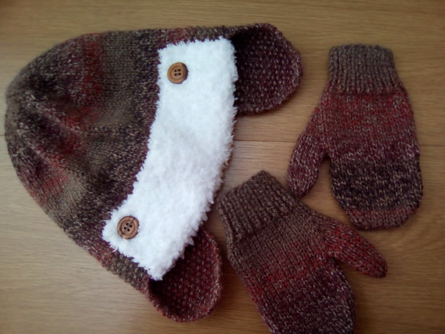Knitted Helmet and Mittens