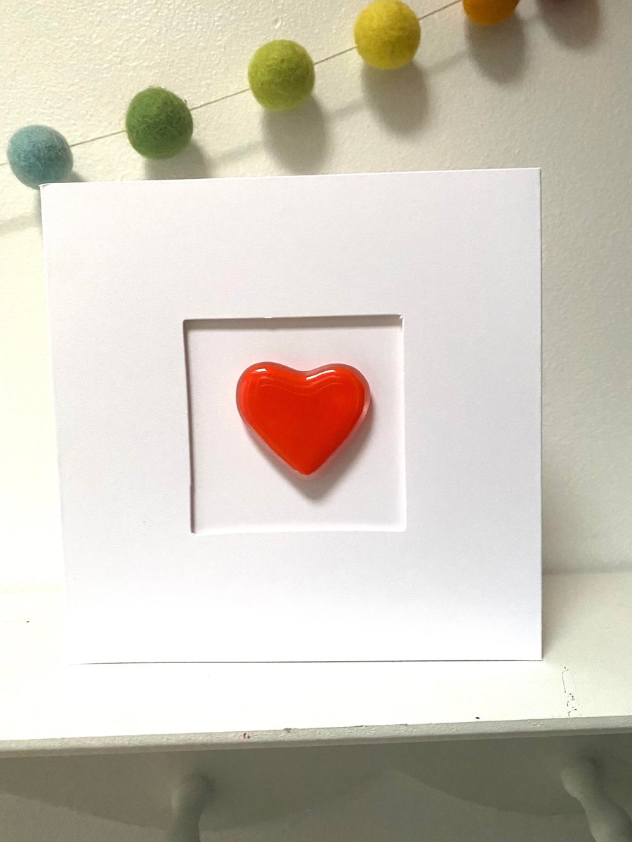 Fused Glass Valentine's Card with detachable magnetic heart