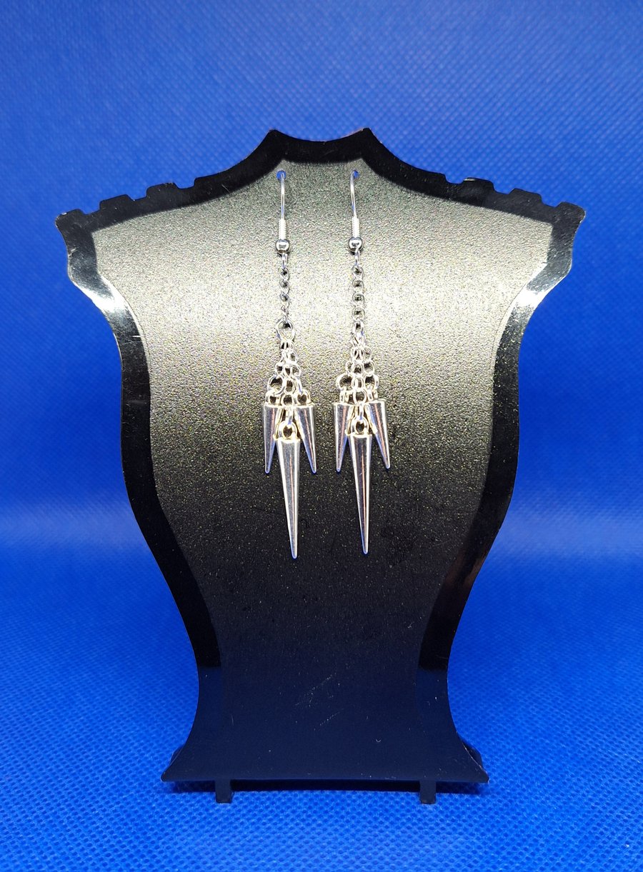 Punk inspired silver spikey earrings