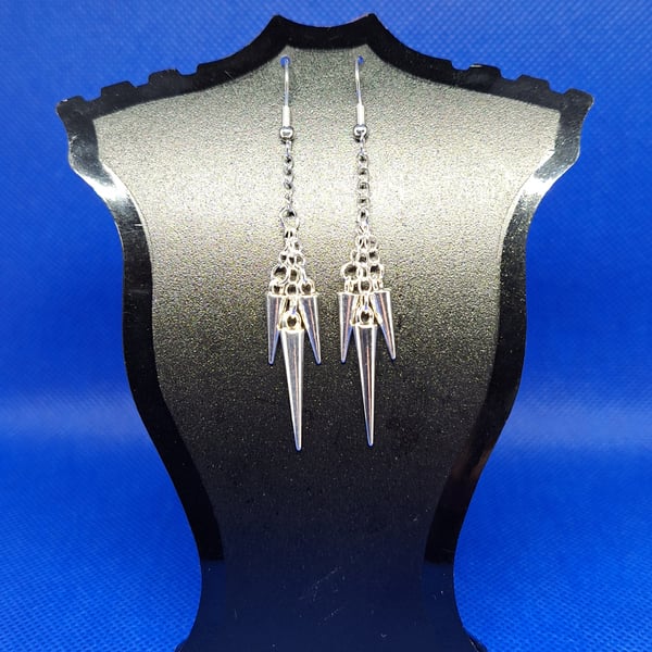 Punk inspired silver spikey earrings