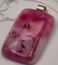 Standing in Pink Water, Fused Glass Pendant with Sterling Silver Findings