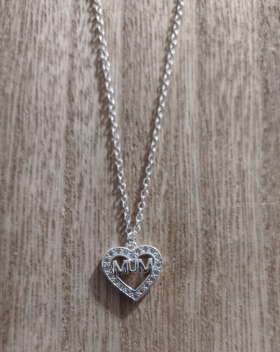 Silver Plated Cubic Zirconia Mum 18" Necklace Birthday Anniversary Mothers Day