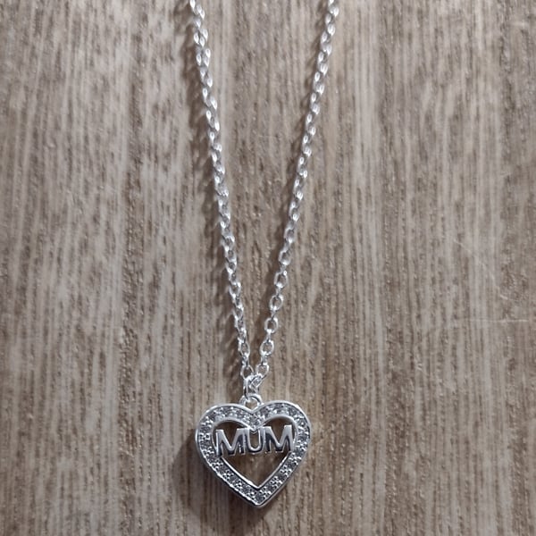 Silver Plated Cubic Zirconia Mum 18" Necklace Birthday Anniversary Mothers Day
