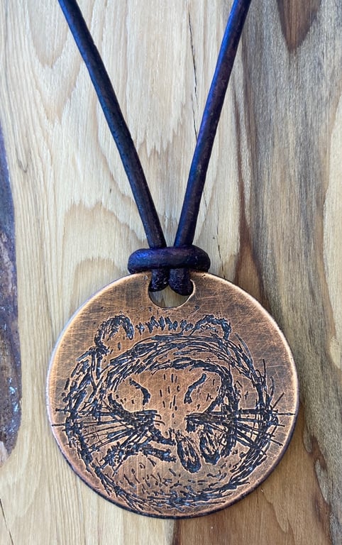 Dormouse - Handmade Etched Copper Pendant Necklace