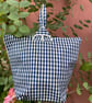 French gingham and canvas pouch bag or storage bag. - Image 2