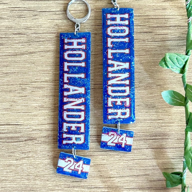 Hollander 24 Hockey Jersey Earrings - Sports Romance Book Inspired Huggie Hoops