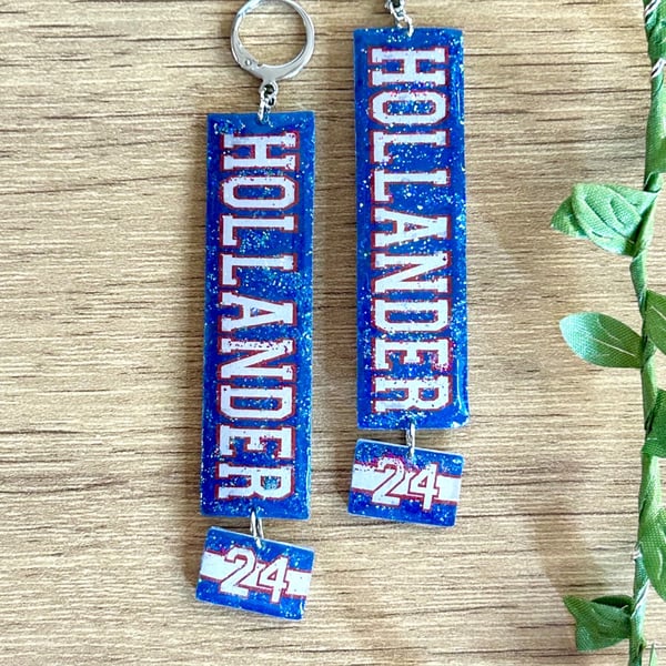Hollander 24 Hockey Jersey Earrings - Sports Romance Book Inspired Huggie Hoops