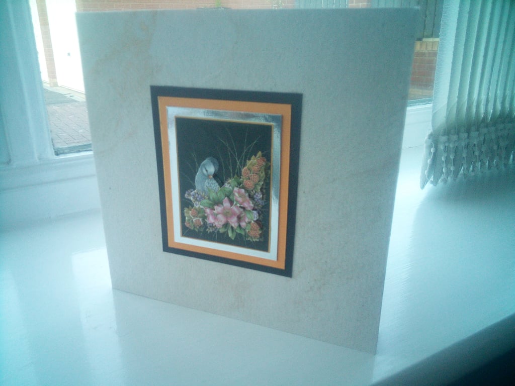 Cute dove decoupage birthday card