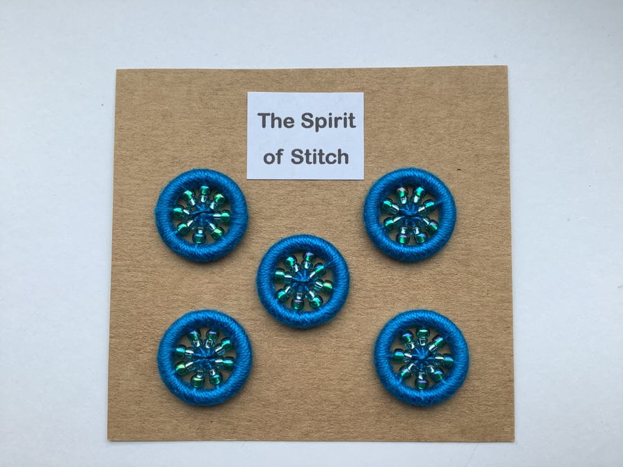 Pack of 5 handmade beaded Dorset buttons