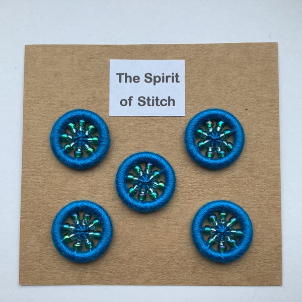 Pack of 5 handmade beaded Dorset buttons