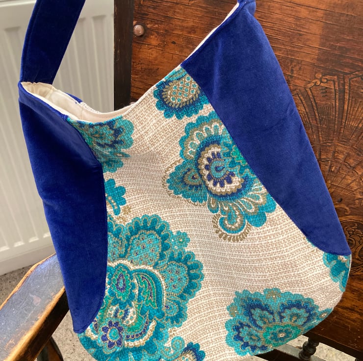 Tote bag made from repurposed vintage fabrics Folksy