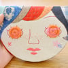 Dolly Face Applique Fabric Pouch, Clutch Purse, Envelope Clutch Purse