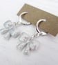Silver Glitter bow earrings, stud or huggie hoops - Image 5