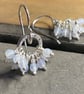 Aquamarine Gemstone Recycled Sterling Silver Double Ruffle Dangle Earrings - Image 1