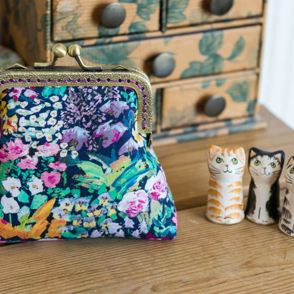 Coin purse made with Liberty Lawn impressionist style print: 'Painter's Meadow'