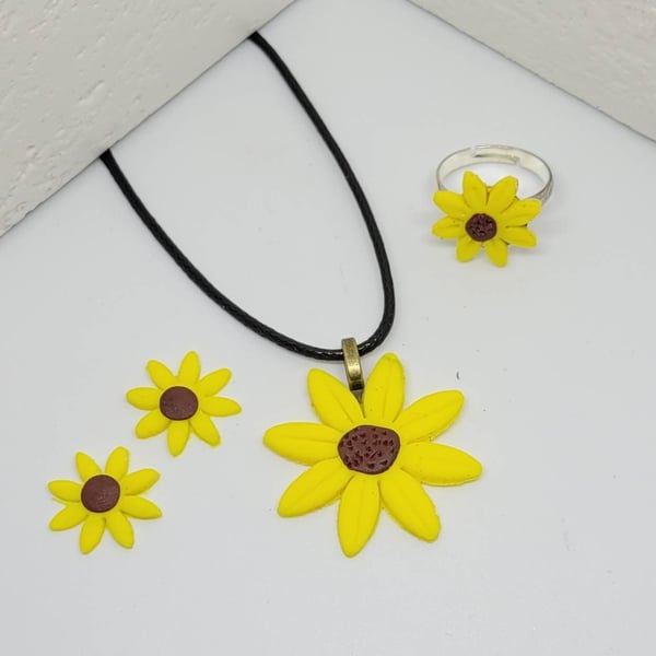 Polymer clay necklace and earrings gift set - handmade costume jewellery