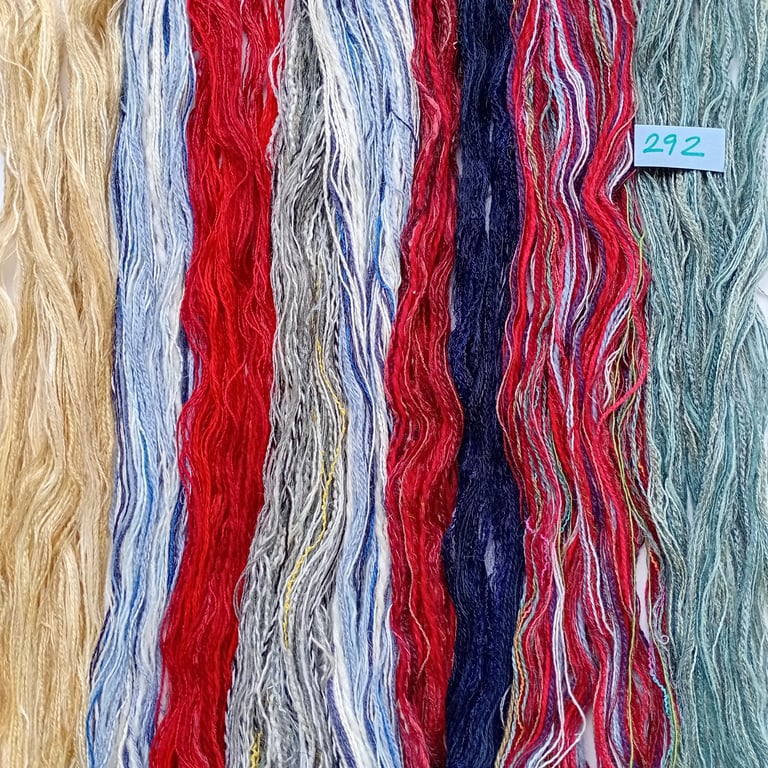 Textured yarns, creative threads, mixed media fibres, weaving thrums