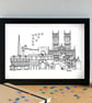 Lincoln Landmarks Skyline Art Print - Image 2