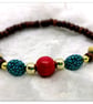 Wooden Surfer's bead bracelet with Turquoise and red beads - Image 2