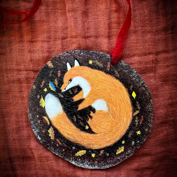 Red Fox Wooden Hanging Decoration