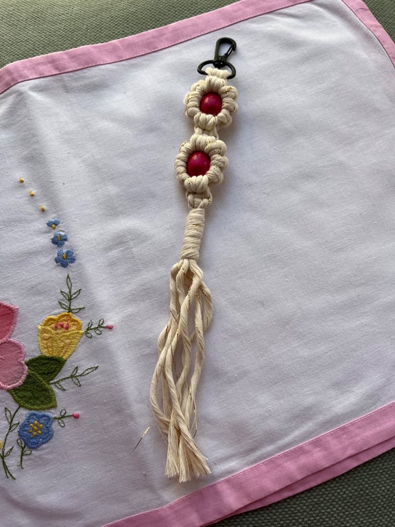 Handmade Macramé Fidget Flower Bag Charm Keyring