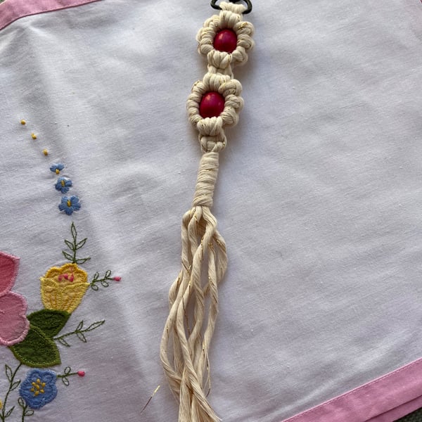 Handmade Macramé Fidget Flower Bag Charm Keyring
