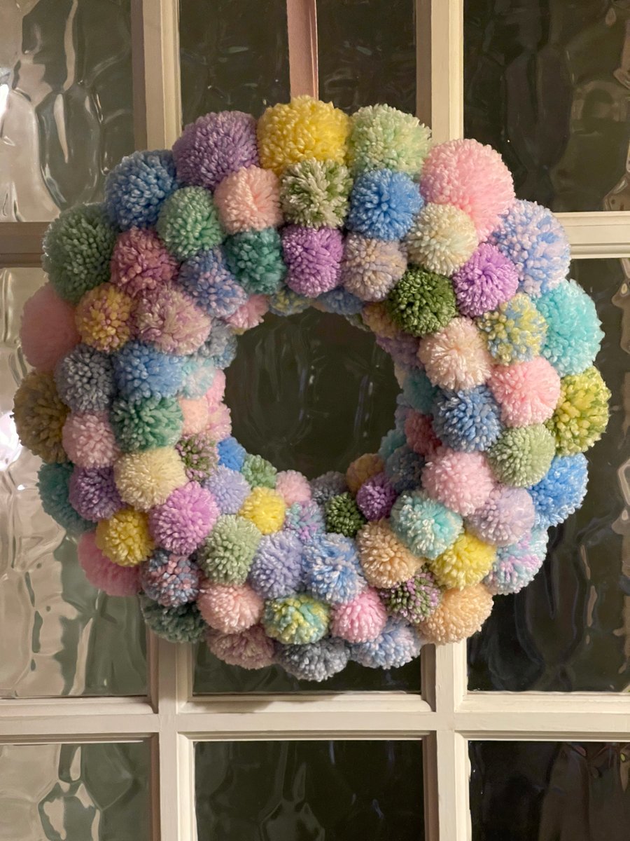 Easter Pom Pom Wreath - Medium Size 