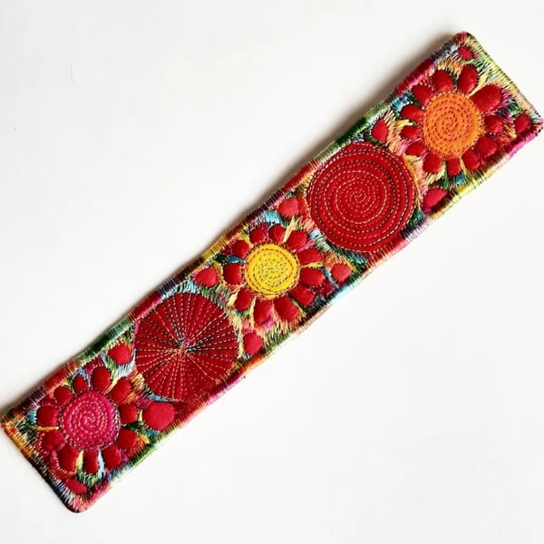 Handmade Embroidered Fabric Bookmark Textile Art Book Lover Gift 