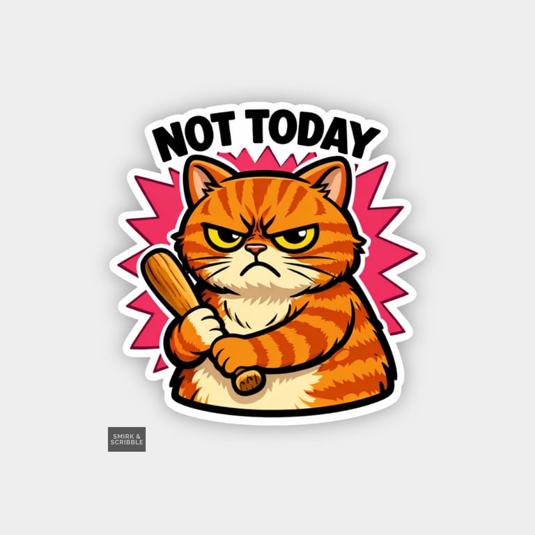 Funny Cheeky Novelty Sticker For Adults - Not Today Cat