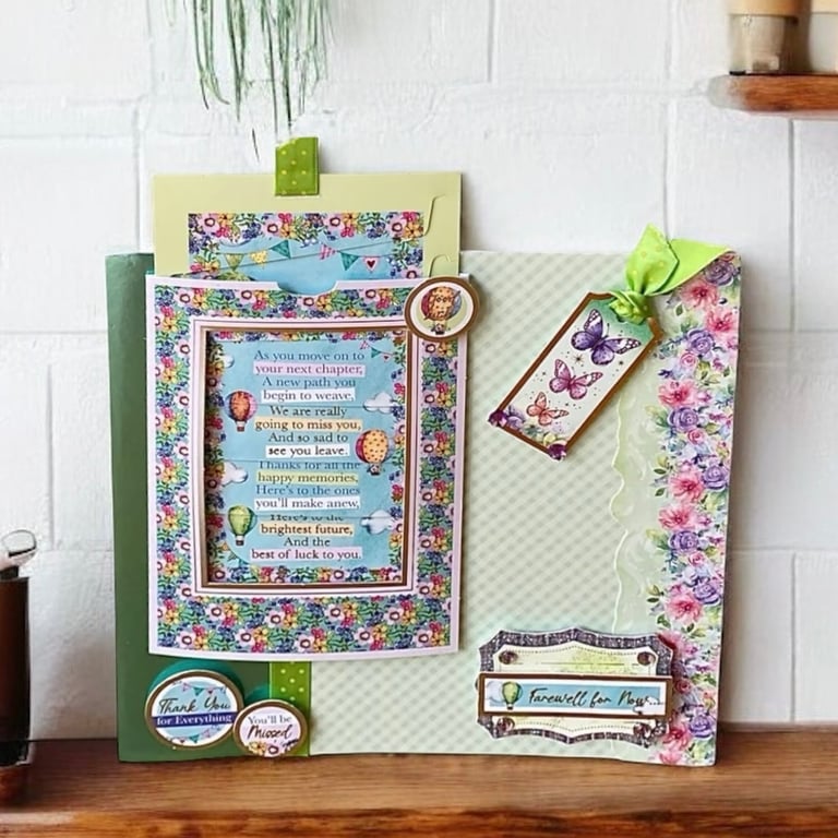 Hot Air Balloon Retirement or Leaving Card. Large Leaving Card