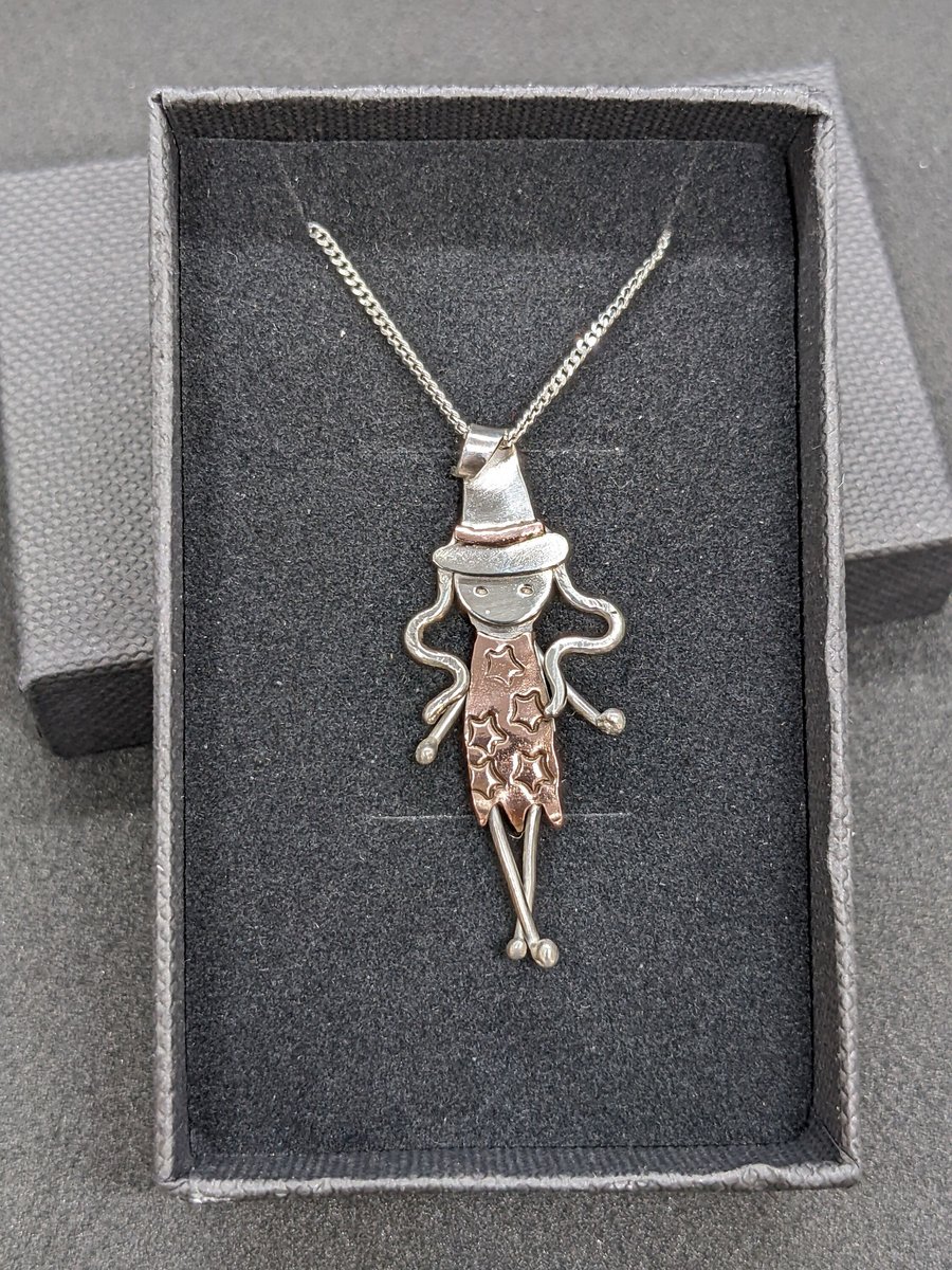 Silver witch pendant, Sterling silver witch necklace, Spooky jewellery
