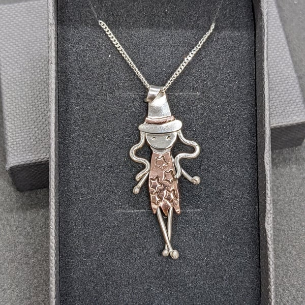 Silver witch pendant, Sterling silver witch necklace, Unique silver pendant, Hal