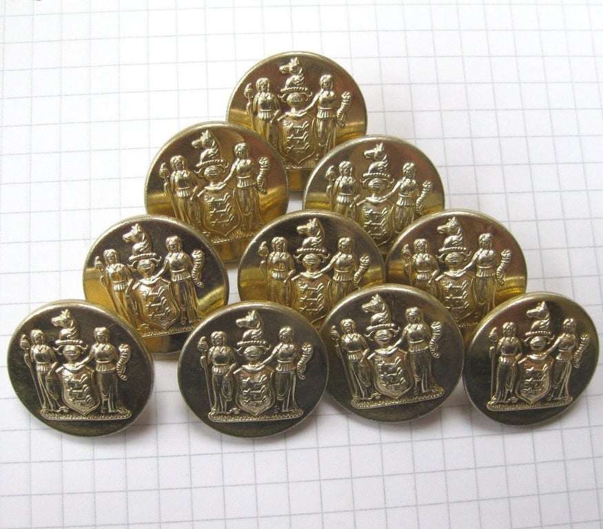 10 Large Shiny Heraldic Buttons