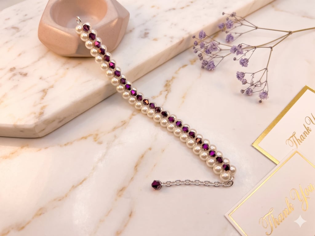 OOAK UK "Pearl Metallic" Handmade Bracelet Birthday Prom Mum Jewellery