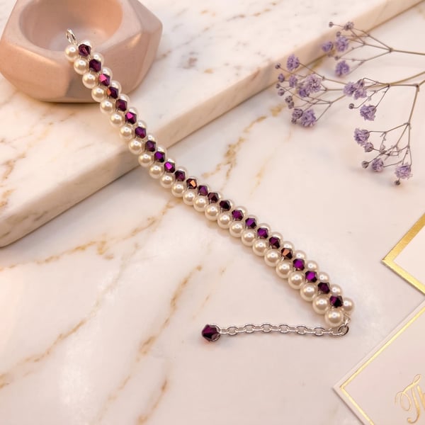 OOAK UK "Pearl Metallic" Handmade Bracelet Birthday Prom Mum Jewellery
