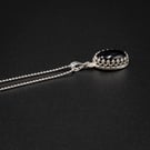 Black onyx sterling silver handmade gemstone pendant necklace, Leo, Cancer gift