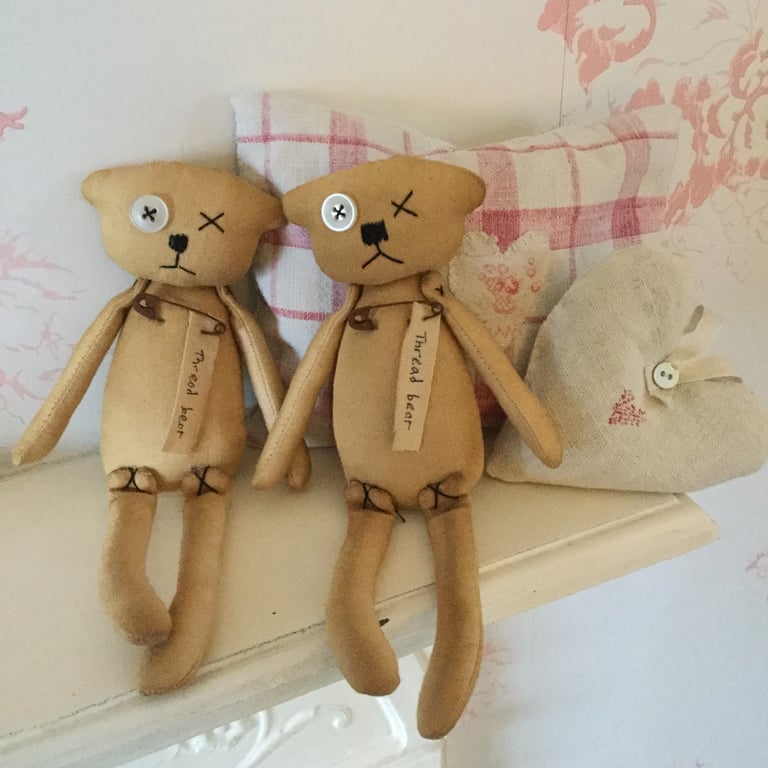 Thread bear with quilt patch