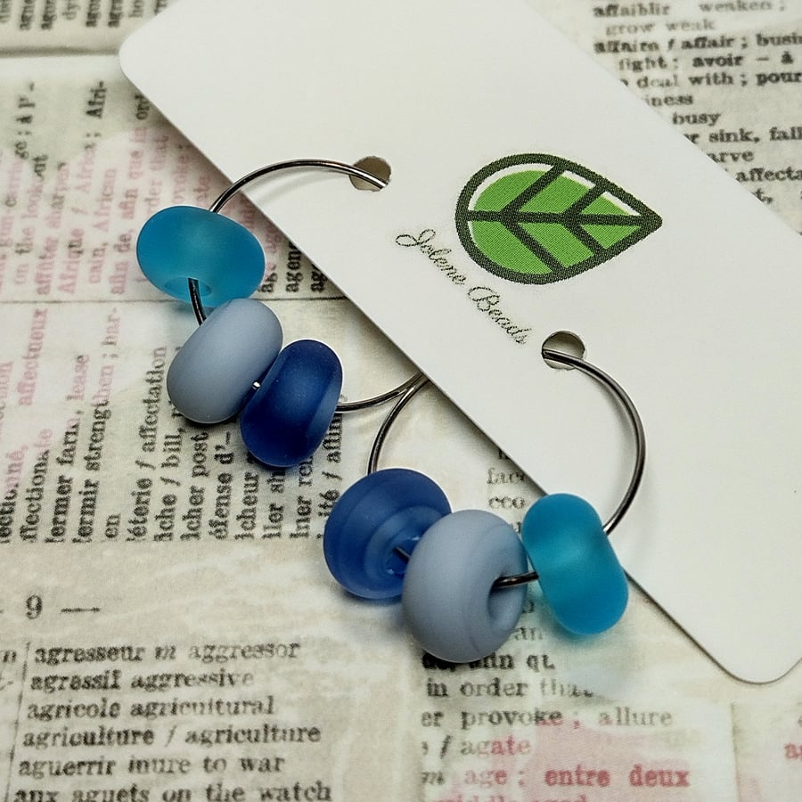 Aqua and blue hoop earrings - mix and match design