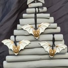 Creepy Cute Metallic and White Tone Bats - Hanging Decorations Set of 3